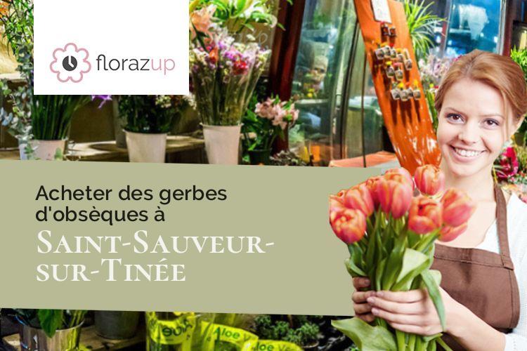 fleurs deuil pour des funérailles à Saint-Sauveur-sur-Tinée (Alpes-Maritimes/06420)
