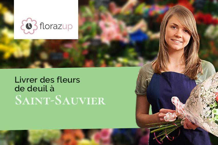 couronnes de fleurs pour des funérailles à Saint-Sauvier (Allier/03370)