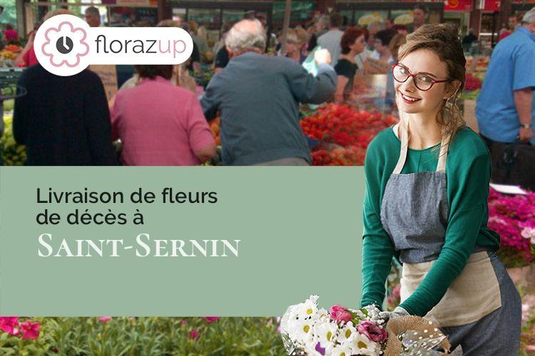 couronnes de fleurs pour des obsèques à Saint-Sernin (Ardèche/07200)