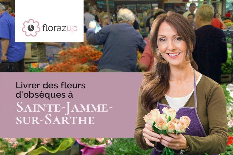 croix de fleurs pour des obsèques à Sainte-Jamme-sur-Sarthe (Sarthe/72380)