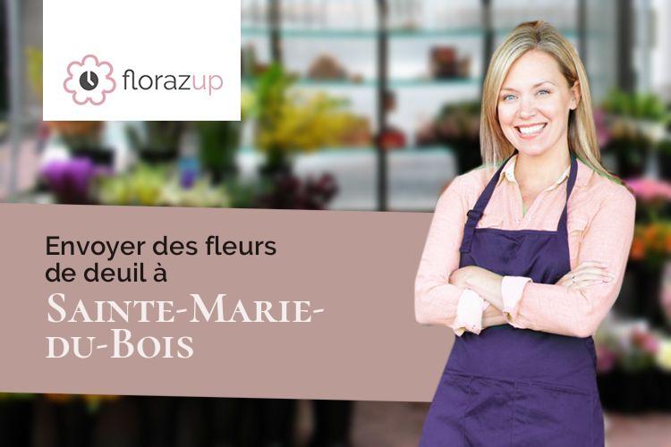croix de fleurs pour des funérailles à Sainte-Marie-du-Bois (Mayenne/53110)