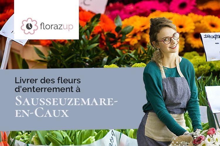 couronnes de fleurs pour un enterrement à Sausseuzemare-en-Caux (Seine-Maritime/76110)