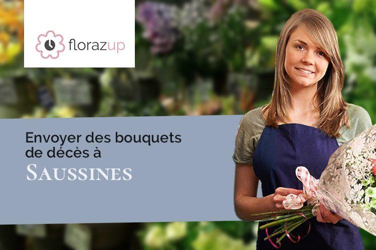 couronnes de fleurs pour un enterrement à Saussines (Hérault/34160)