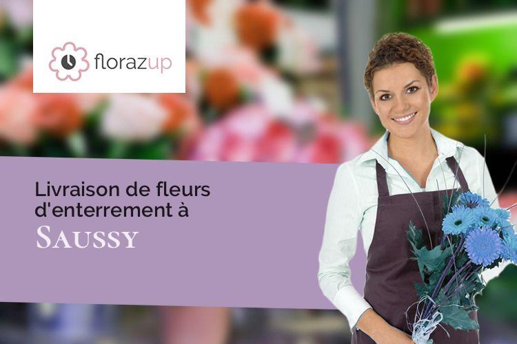 couronnes florales pour des funérailles à Saussy (Côte-d'Or/21380)