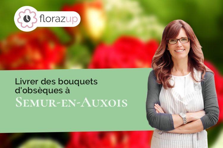 croix de fleurs pour des obsèques à Semur-en-Auxois (Côte-d'Or/21140)