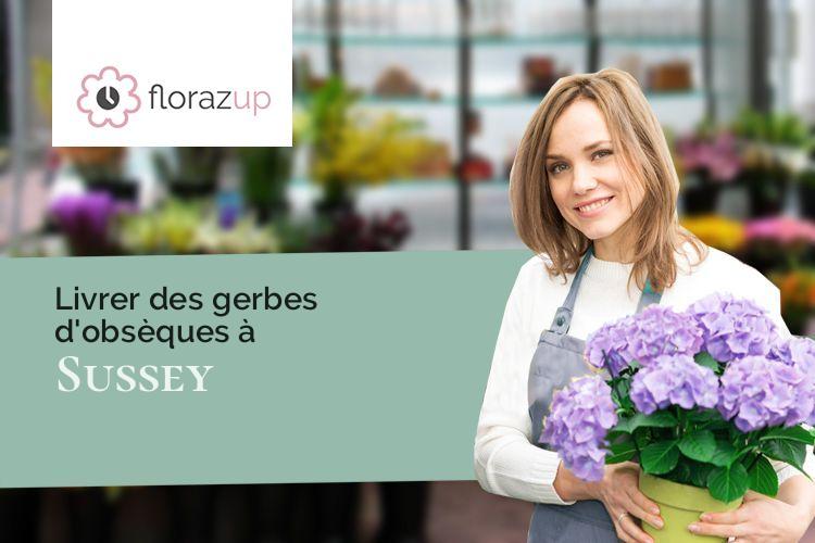 croix de fleurs pour un décès à Sussey (Côte-d'Or/21430)