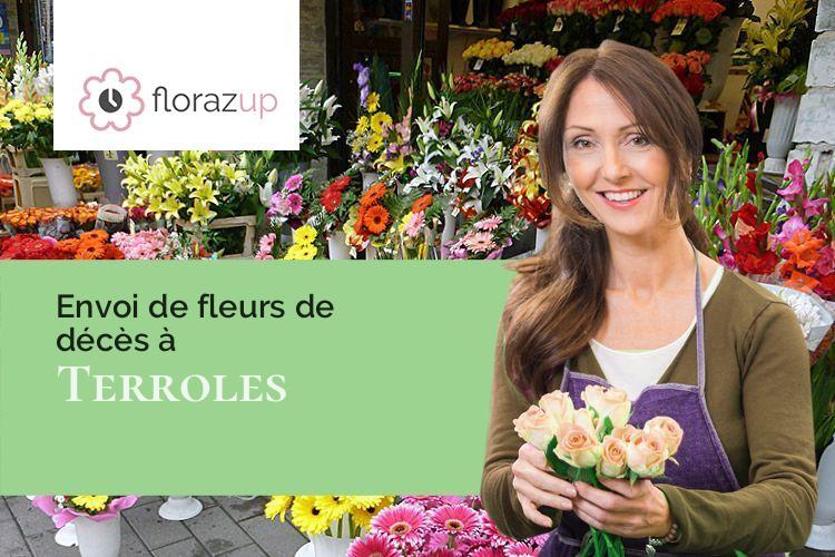 coeurs de fleurs pour des funérailles à Terroles (Aude/11580)