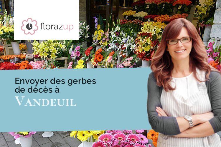 couronnes de fleurs pour des funérailles à Vandeuil (Marne/51140)