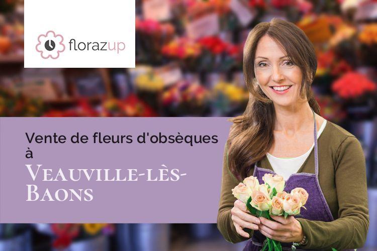couronnes de fleurs pour un deuil à Veauville-lès-Baons (Seine-Maritime/76190)