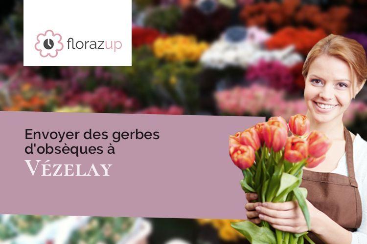 couronnes de fleurs pour un deuil à Vézelay (Yonne/89450)