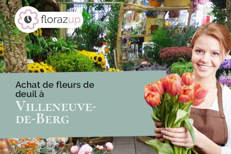 couronnes de fleurs pour des funérailles à Villeneuve-de-Berg (Ardèche/07170)