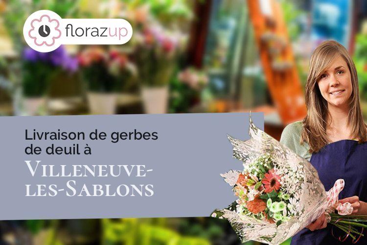 couronnes de fleurs pour des funérailles à Villeneuve-les-Sablons (Oise/60175)