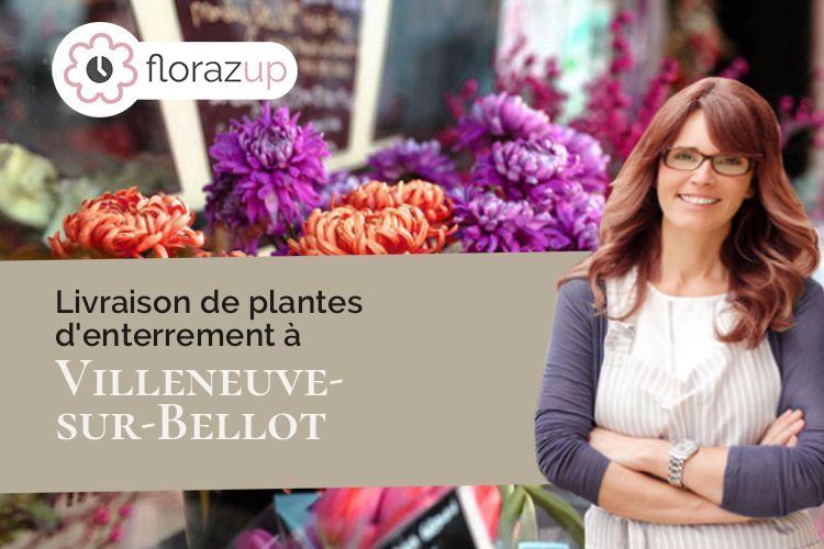 couronnes de fleurs pour un deuil à Villeneuve-sur-Bellot (Seine-et-Marne/77510)