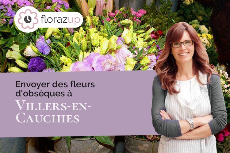 couronnes florales pour un deuil à Villers-en-Cauchies (Nord/59188)