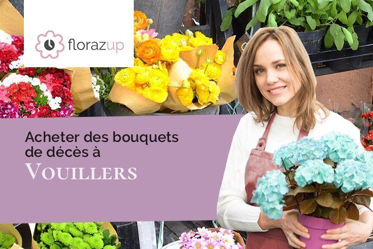 couronnes de fleurs pour un deuil à Vouillers (Marne/51340)