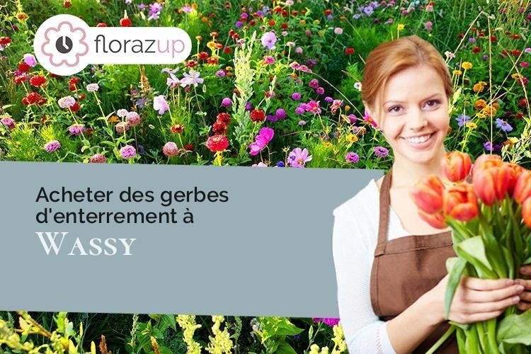 couronnes de fleurs pour un enterrement à Wassy (Haute-Marne/52130)